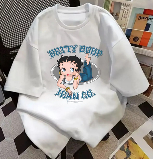 Betty Boop Baskılı Unisex Oversize T-shirt