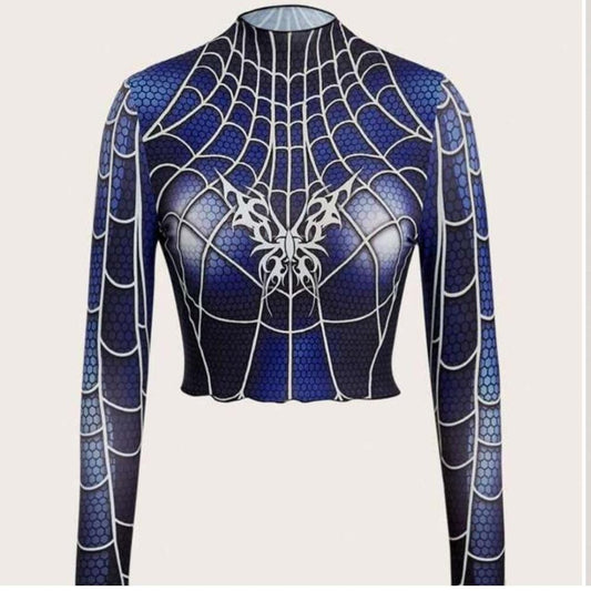 Gothic Spider Web Uzun Kollu Body
