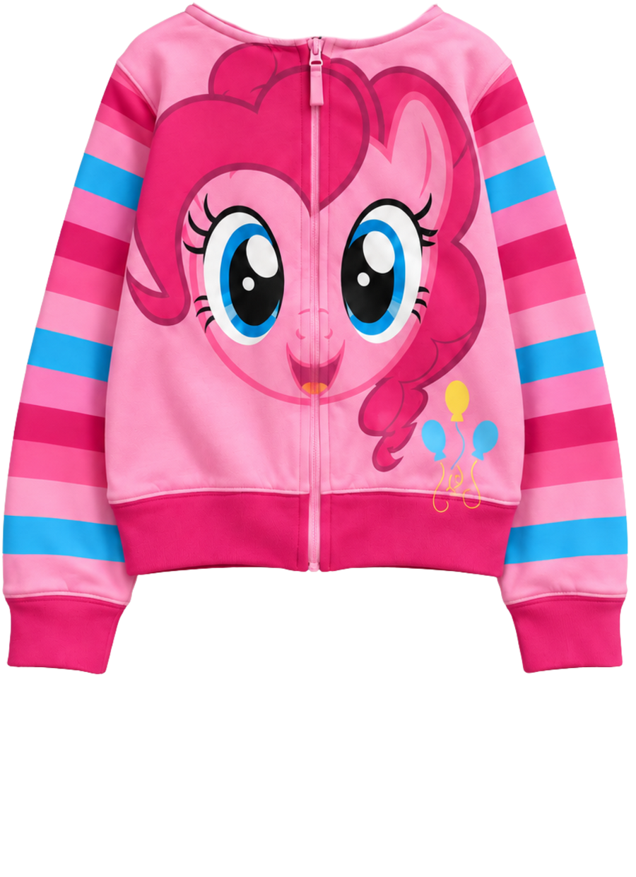 My Little Pony Pinkie Pie Desenli Kapüşonlu Fermuarlı Sweatshirt
