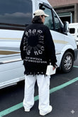Siyah Gothic Show Xin Dou Yırtık Oversize Triko Kazak