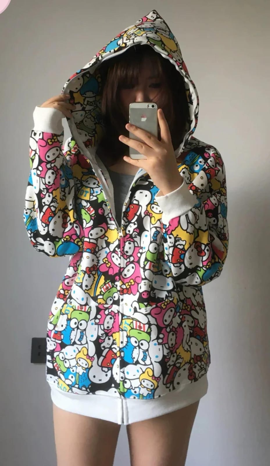 Sanrio Character Oversize Fermuarlı Unisex Kapüşonlu Hırka