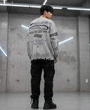 Harajuku Space Oversize Gri Triko Kazak