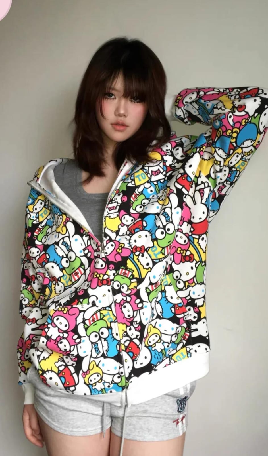 Sanrio Character Oversize Fermuarlı Unisex Kapüşonlu Hırka