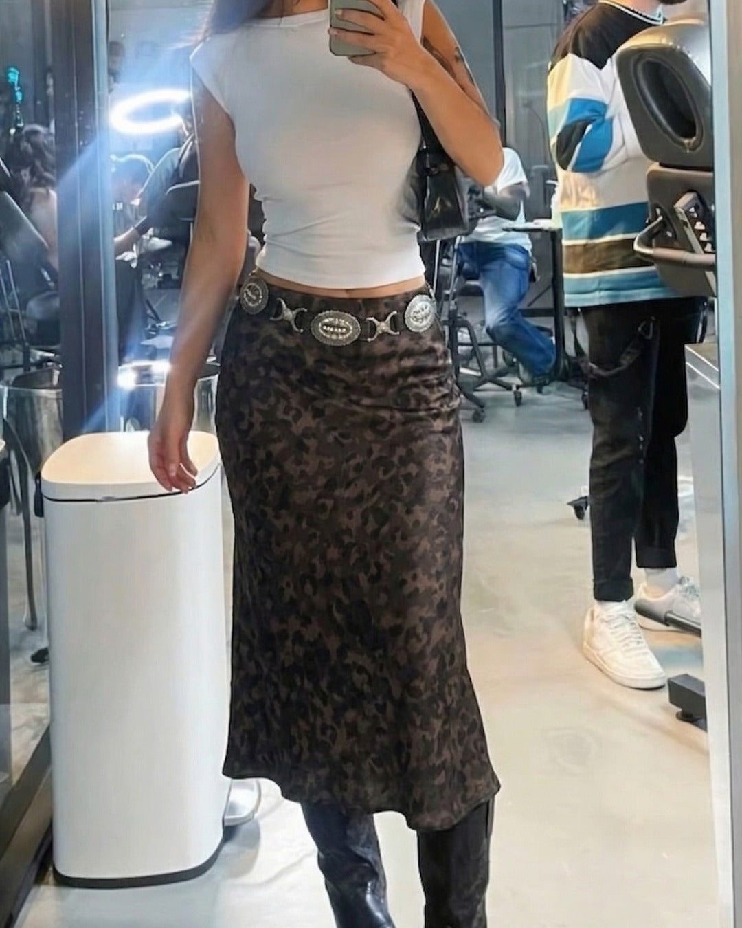 Retro Bohem Jakarlı Fermuarlı Etek