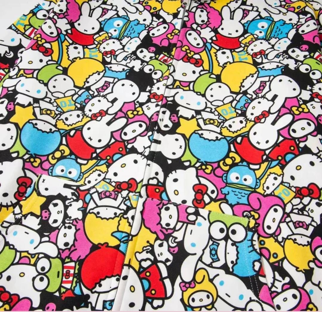 Sanrio Character Oversize Fermuarlı Unisex Kapüşonlu Hırka