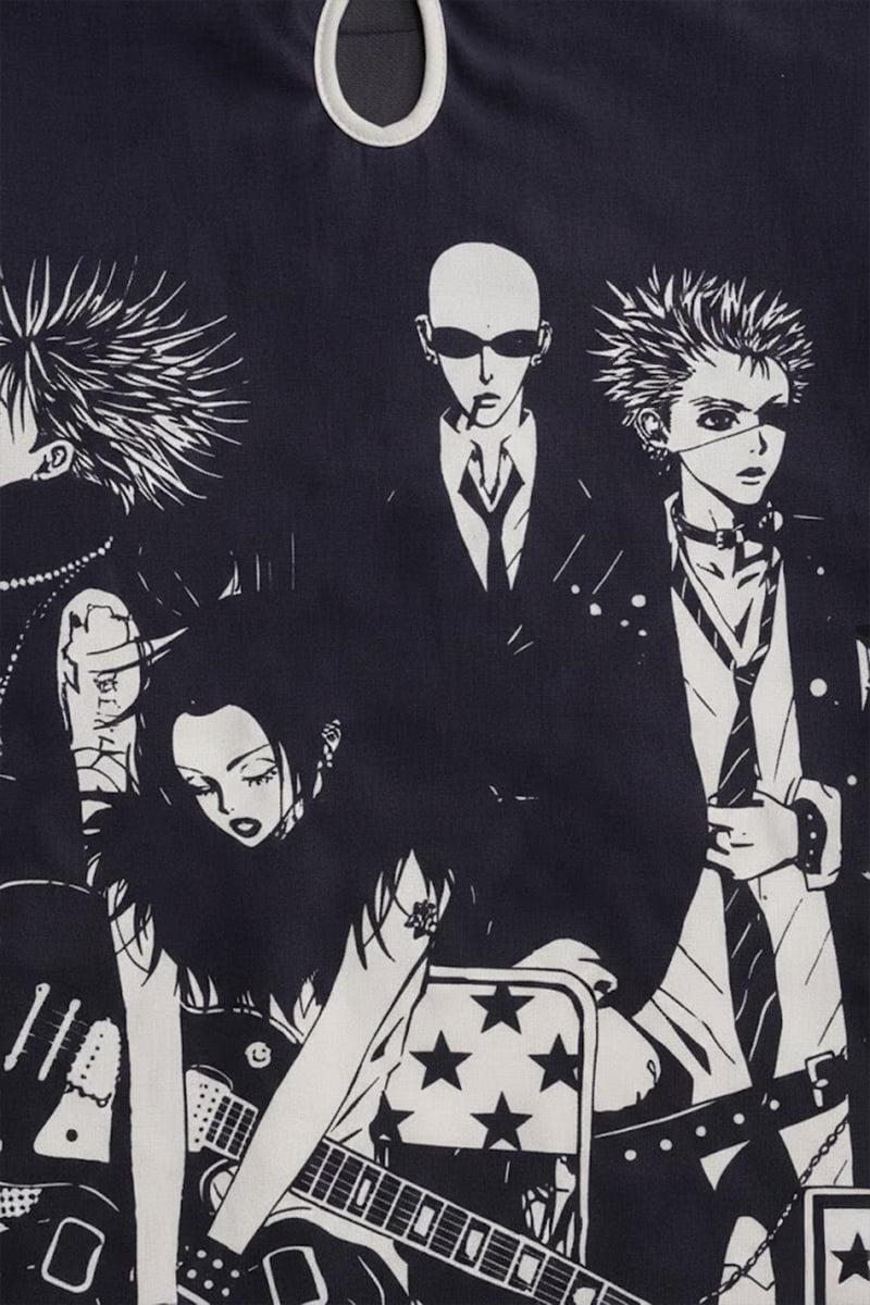 Siyah Anime Nana Qipao Vintage Y2K Kısa Kollu Crop