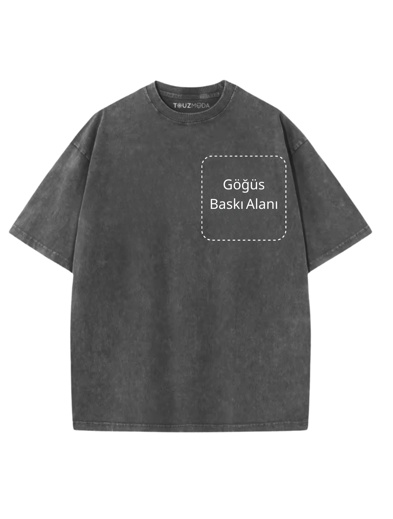 Yıkamalı Antrasit Kişiselleştirilebilir Unisex Oversize T-Shirt