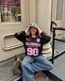 Oversize 90's Theaones Ribbon Baskılı Sweatshirt