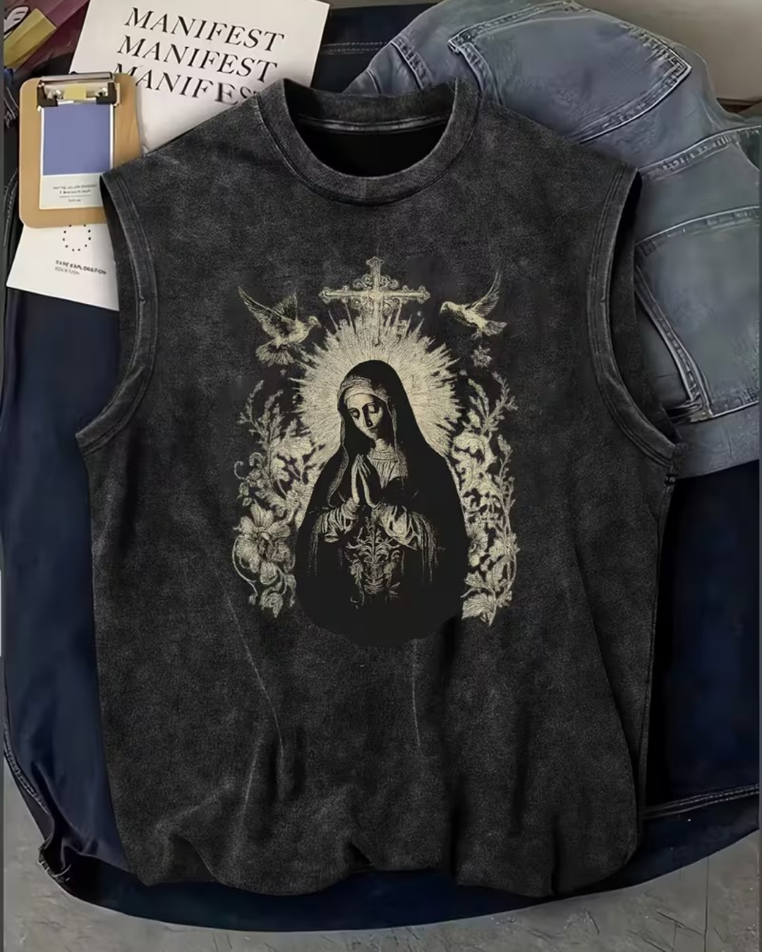 Virgin Mary Unisex Vintage Eskitme Atlet