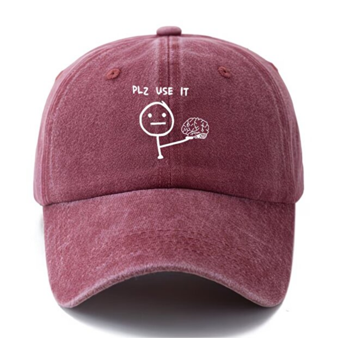 Yıkamalı Vintage Plz Use It Baskılı Unisex Şapka