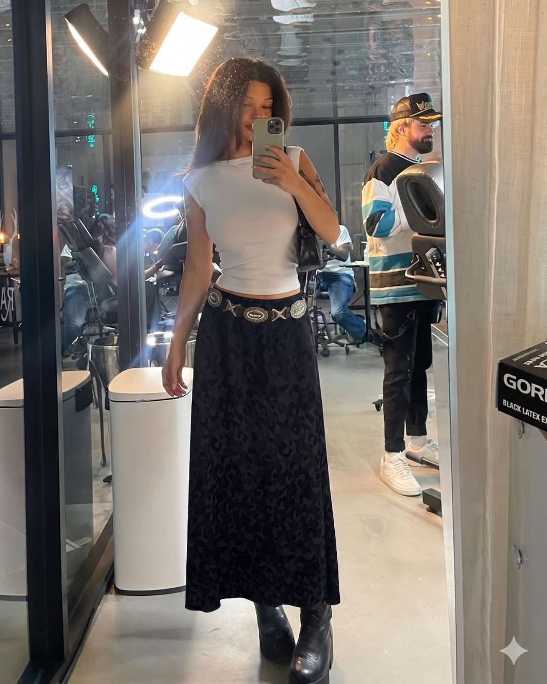 Retro Bohem Jakarlı Fermuarlı Etek