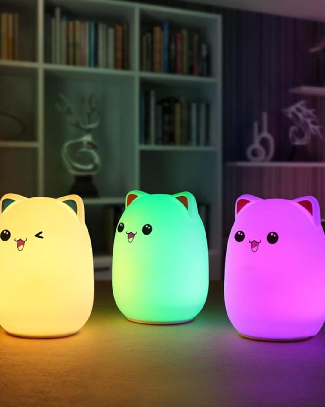 Slikon Renkli Şarj Edilebilir Ayıcık Dokunmatik Gece Lambası