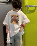 Tung Tung Tung Sahur Baskılı Kids Beyaz Unisex Oversize T-Shirt