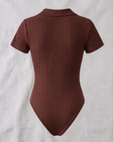 Kahverengi Polo Yaka Fitilli Likralı Premium Zıbın