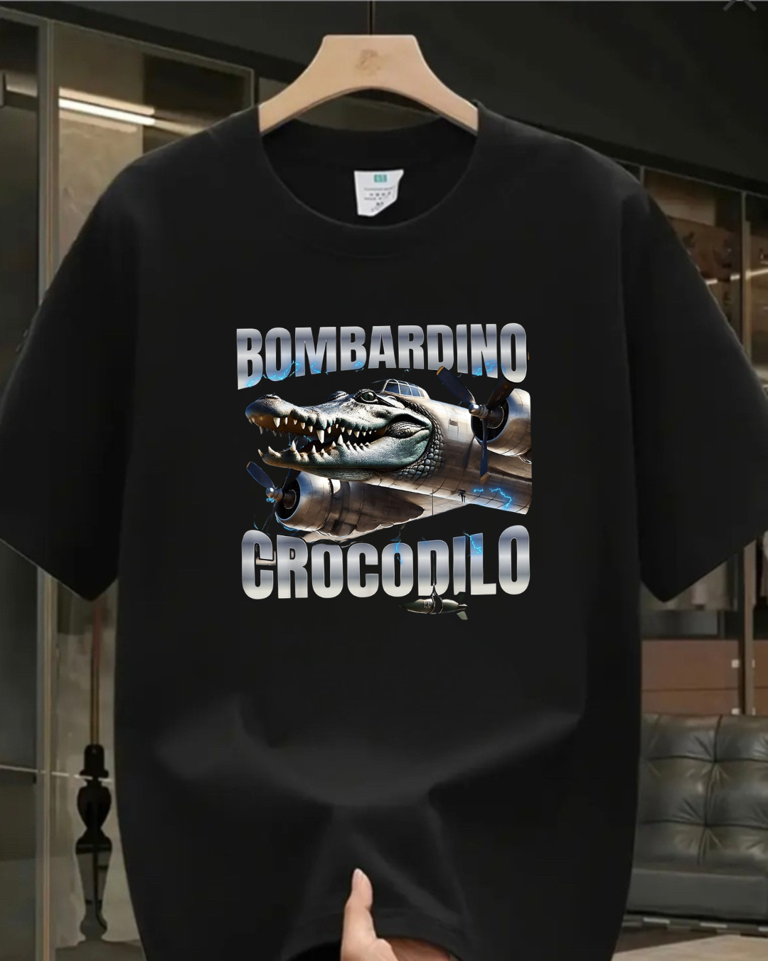 Bombardino Crocodilo Baskılı Yıkamalı Vintage Unisex Oversize T-Shirt