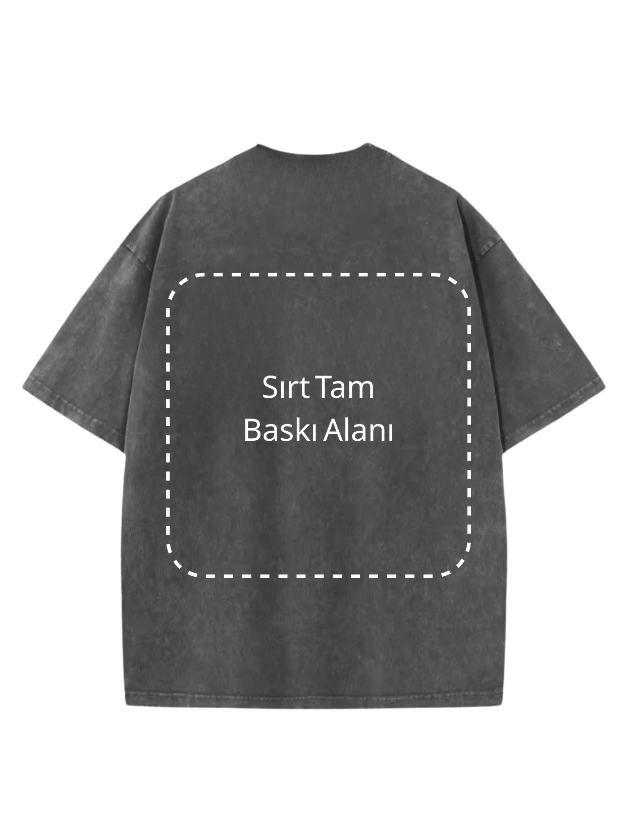 Yıkamalı Antrasit Kişiselleştirilebilir Unisex Oversize T-Shirt