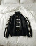 Çift Çizgili Siyah Oversize Unisex Ceket