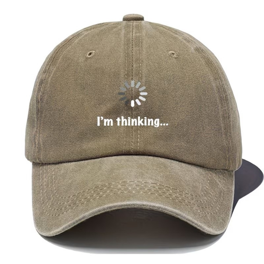 Yıkamalı Vintage I'm Thinking.. Baskılı Unisex Şapka