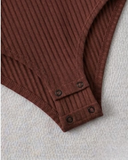 Kahverengi Polo Yaka Fitilli Likralı Premium Zıbın