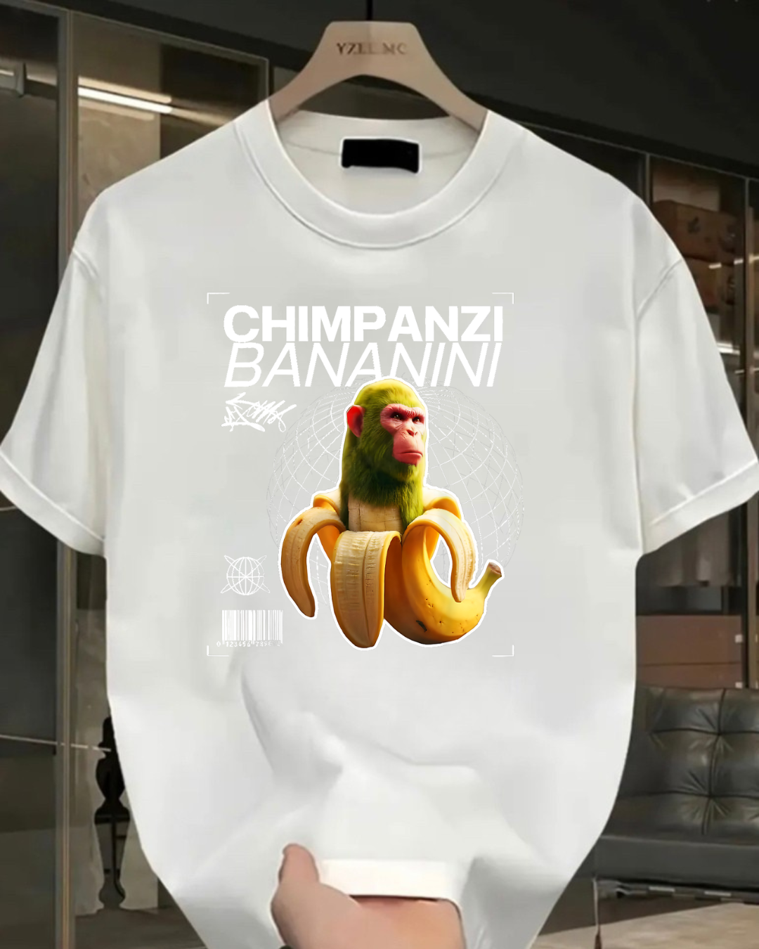 Chimpanzini Bananini Baskılı Yıkamalı Vintage Unisex Oversize T-Shirt