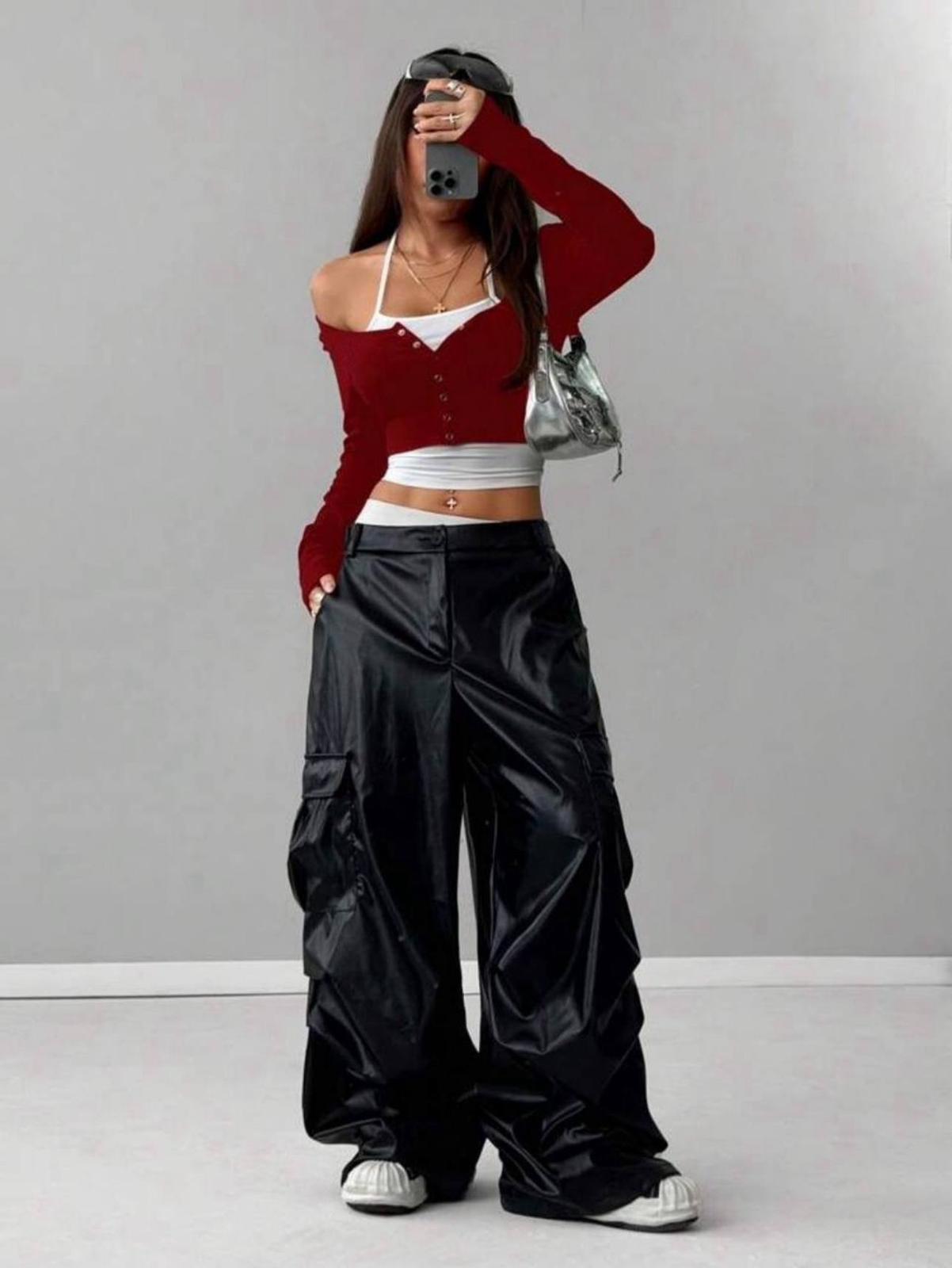 Y2K SnapFit Body Çıtçıt Detaylı Uzun Kollu Full Crop