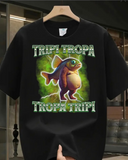 Tripi Tropa Baskılı Yıkamalı Vintage Unisex Oversize T-Shirt