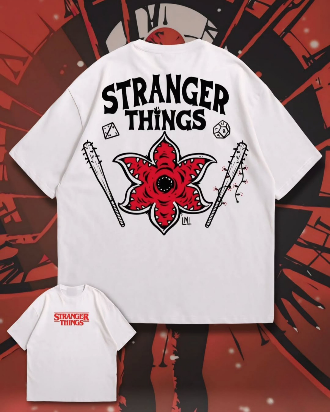 Stranger Things Hellfire Club Baskılı Unisex Oversize T-Shirt