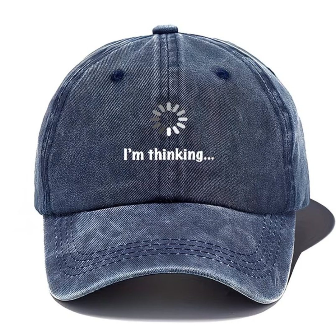 Yıkamalı Vintage I'm Thinking.. Baskılı Unisex Şapka