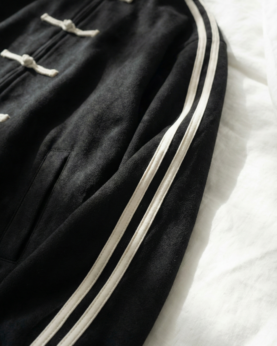 Çift Çizgili Siyah Oversize Unisex Ceket