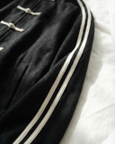 Çift Çizgili Siyah Oversize Unisex Ceket