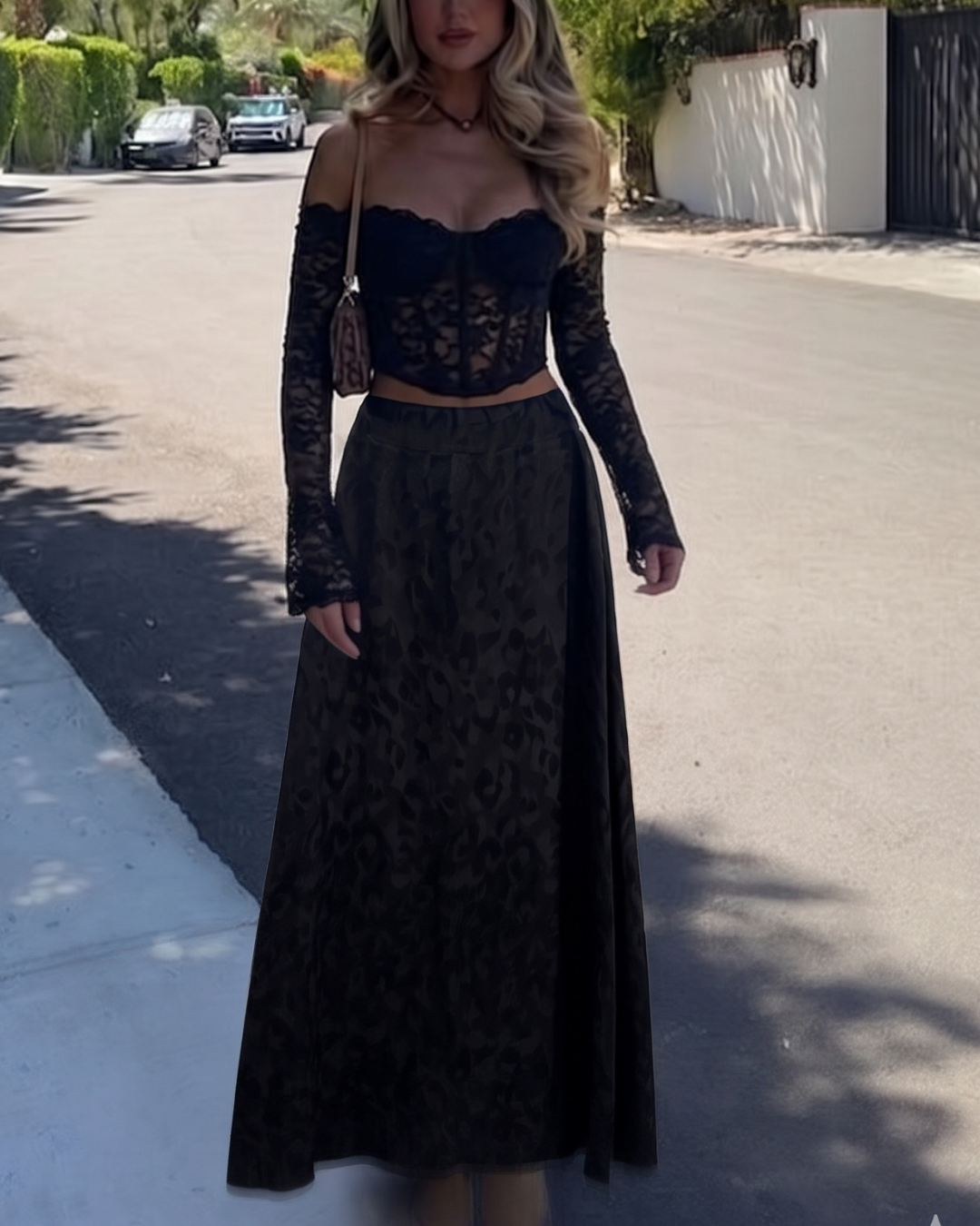 Retro Bohem Jakarlı Fermuarlı Etek