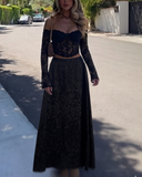 Retro Bohem Jakarlı Fermuarlı Etek