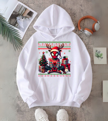 Spider Man Merry Christmas Baskılı Kapşonlu Sweatshirt