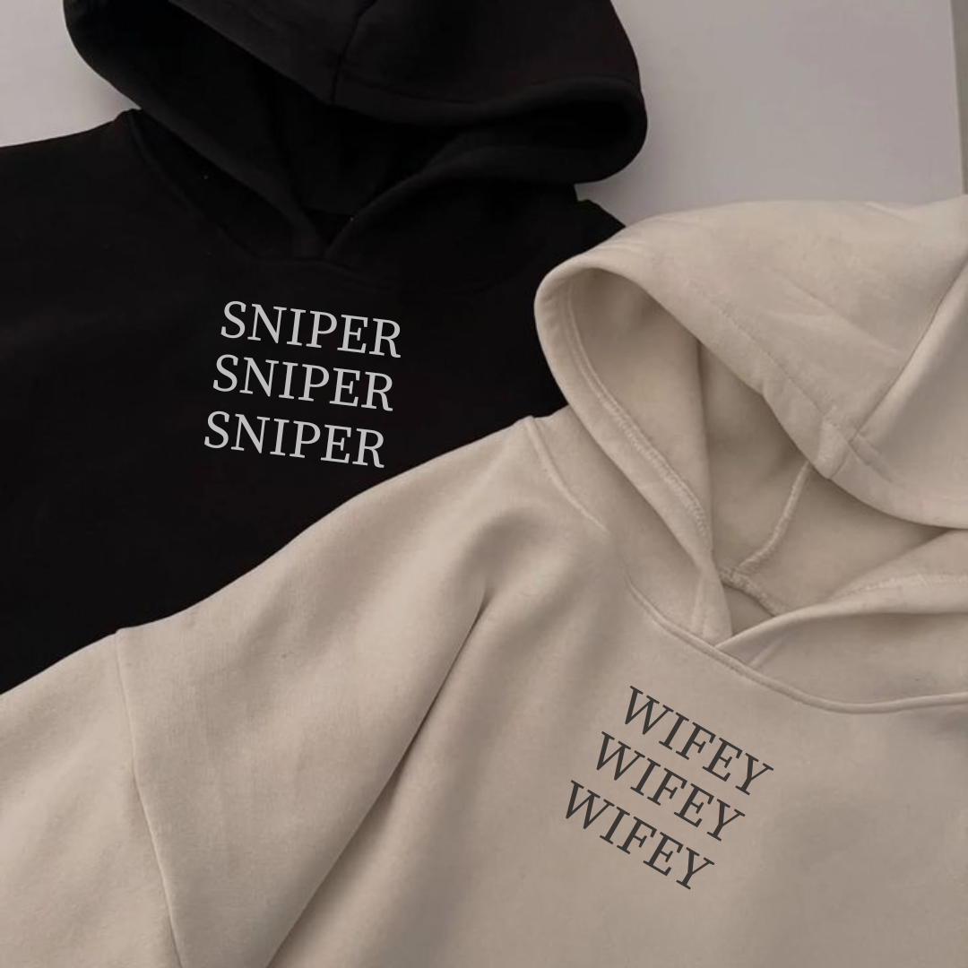 Sniper&Wifey Sevgililer Günü Özel Kişiselleştirilebilir Hoodie