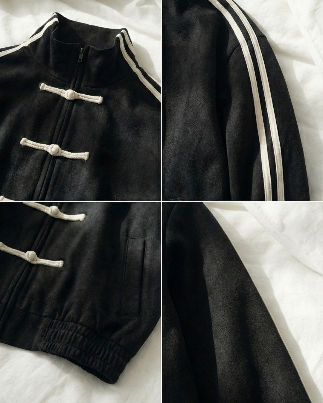 Çift Çizgili Siyah Oversize Unisex Ceket