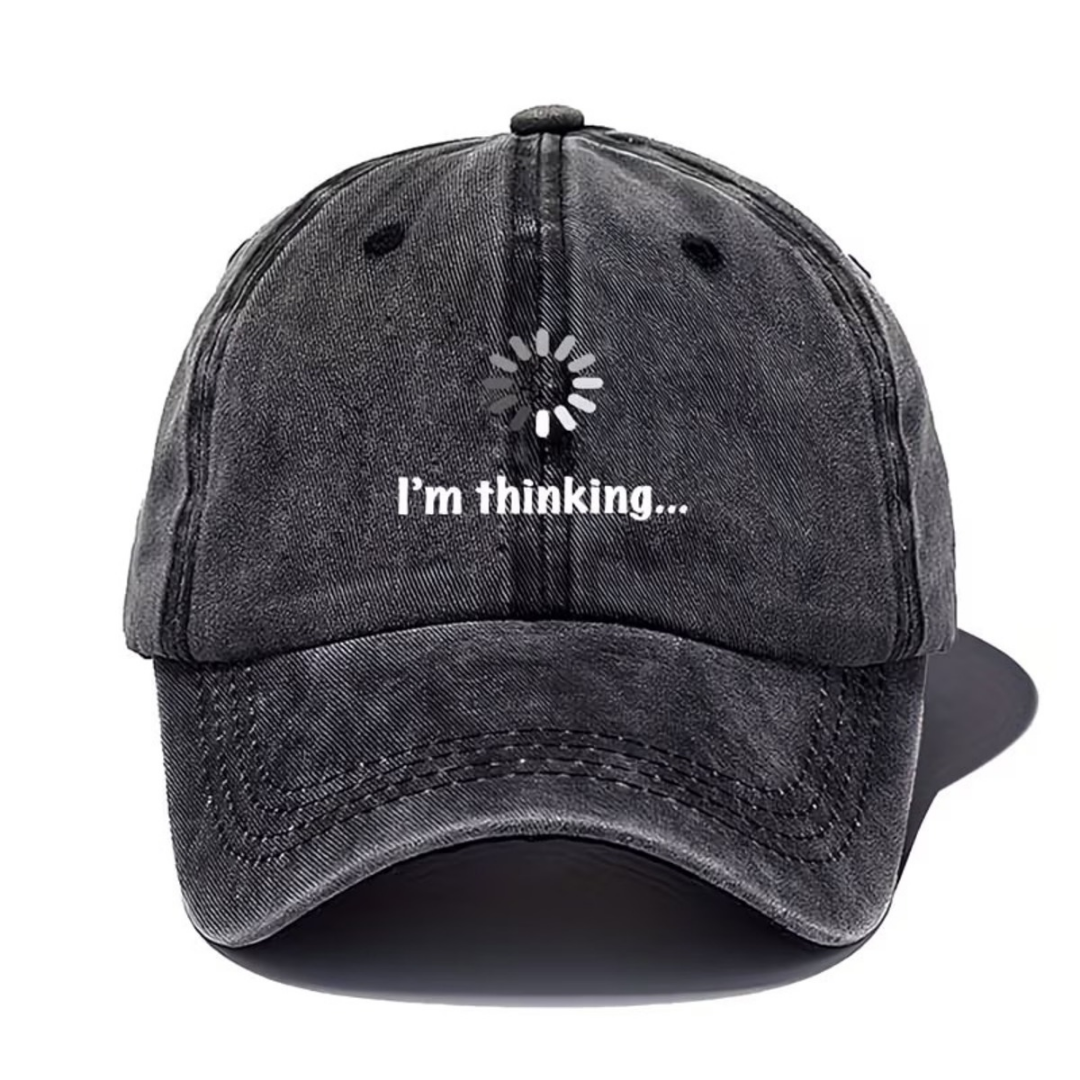 Yıkamalı Vintage I'm Thinking.. Baskılı Unisex Şapka