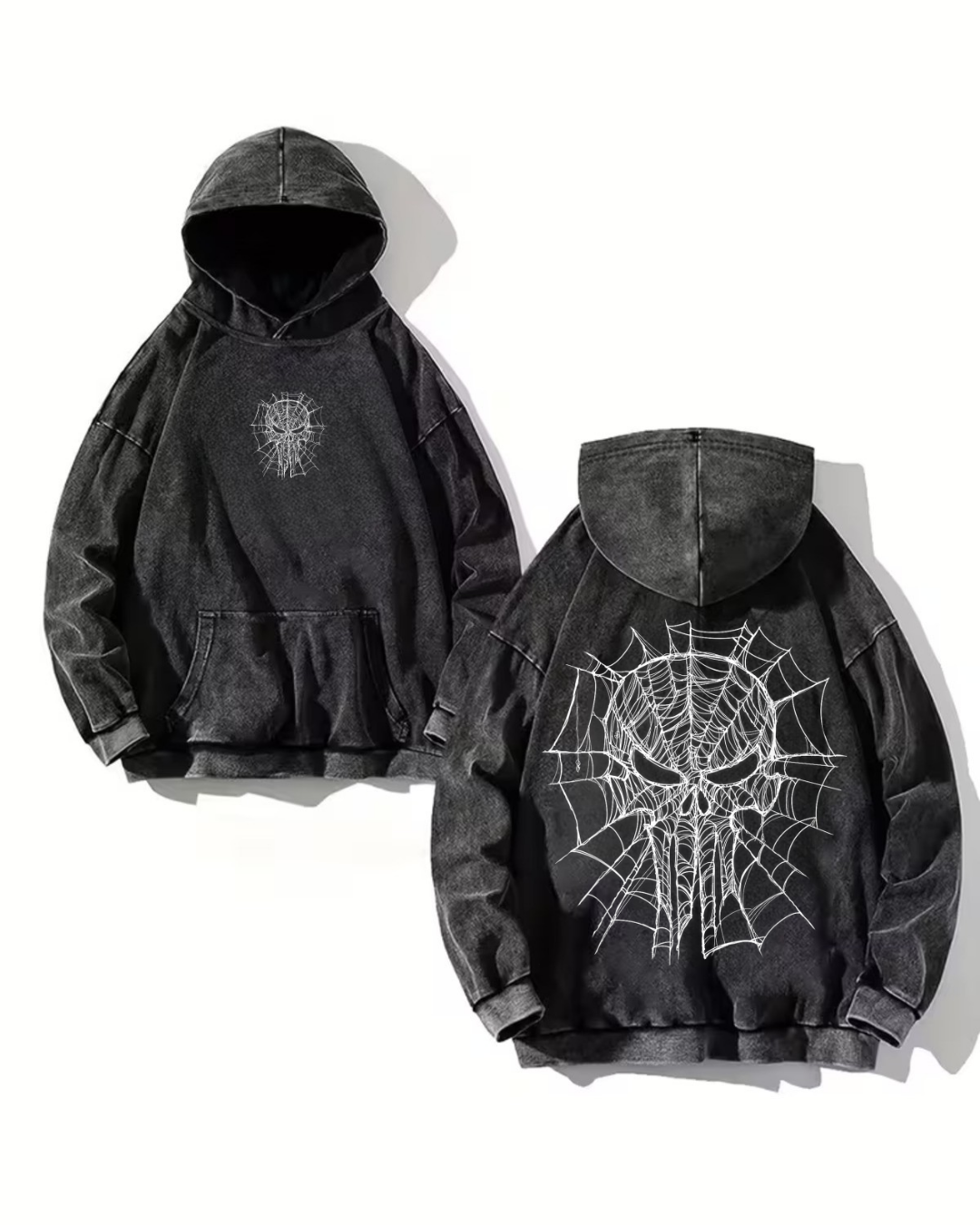 Yıkamalı Spider Man Kapüşonlu Sweatshirt Hoodie