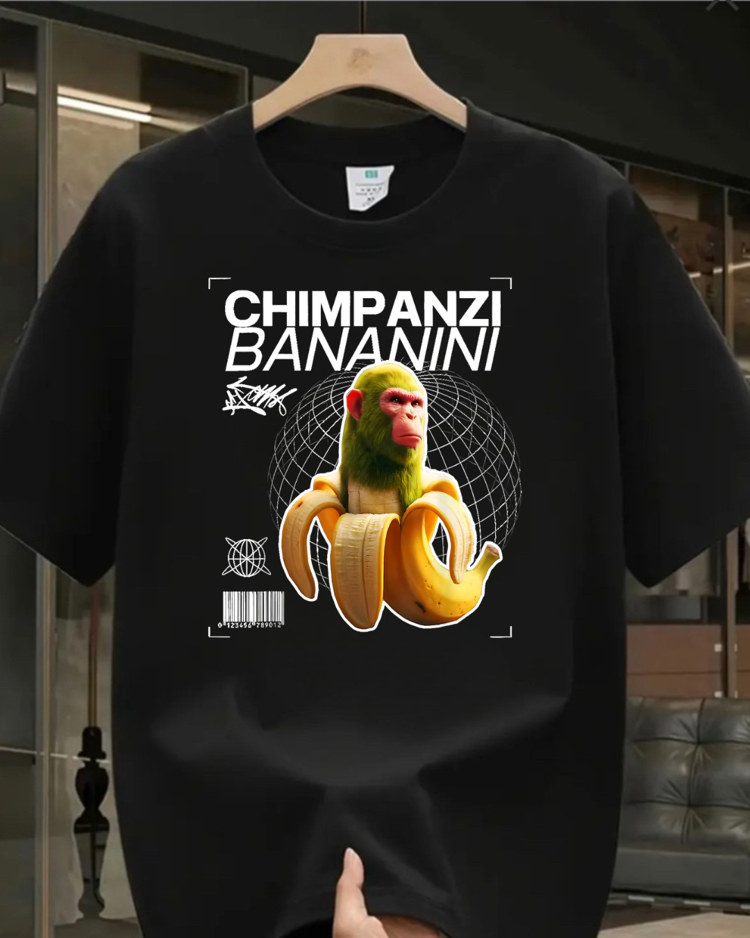 Chimpanzini Bananini Baskılı Yıkamalı Vintage Unisex Oversize T-Shirt