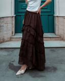 Retro Bohem Harmy Fırfırlı Astarlı Etek