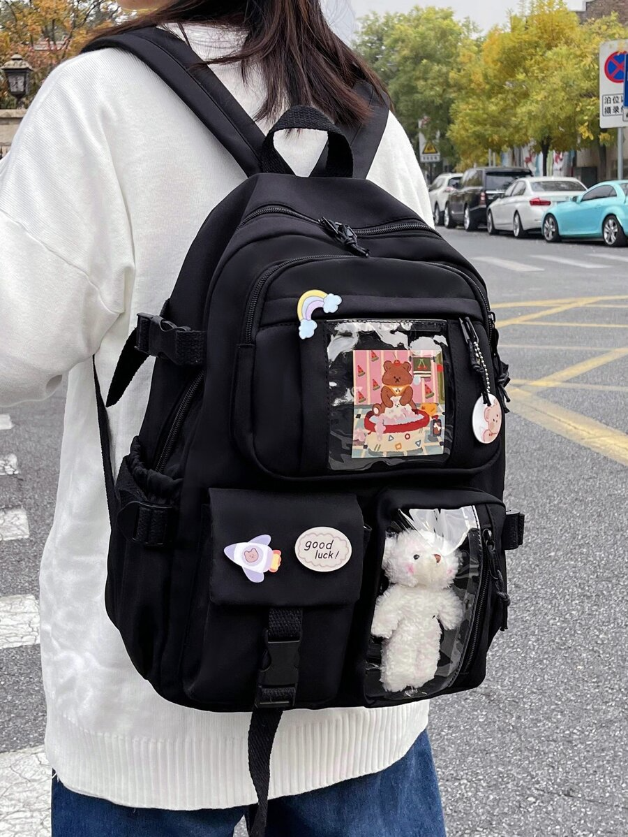 Kawaii Kore Tarzı Aksesuarlı Ve Ayıcıklı Premium Kalite Okul Sırt Çantası