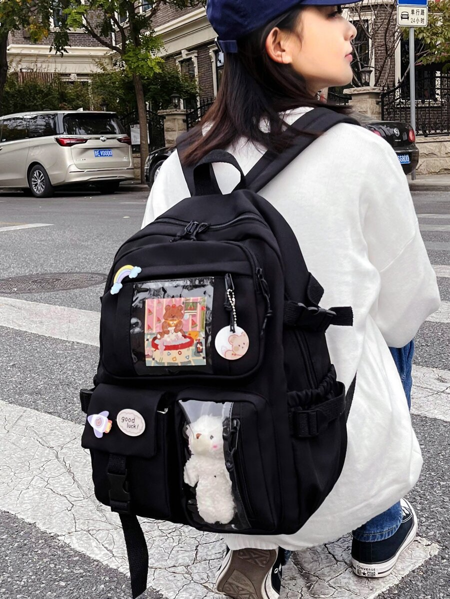 Kawaii Kore Tarzı Aksesuarlı Ve Ayıcıklı Premium Kalite Okul Sırt Çantası