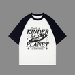 Beyaz Unisex Siyah Reglan Kinder Planet T-Shirt