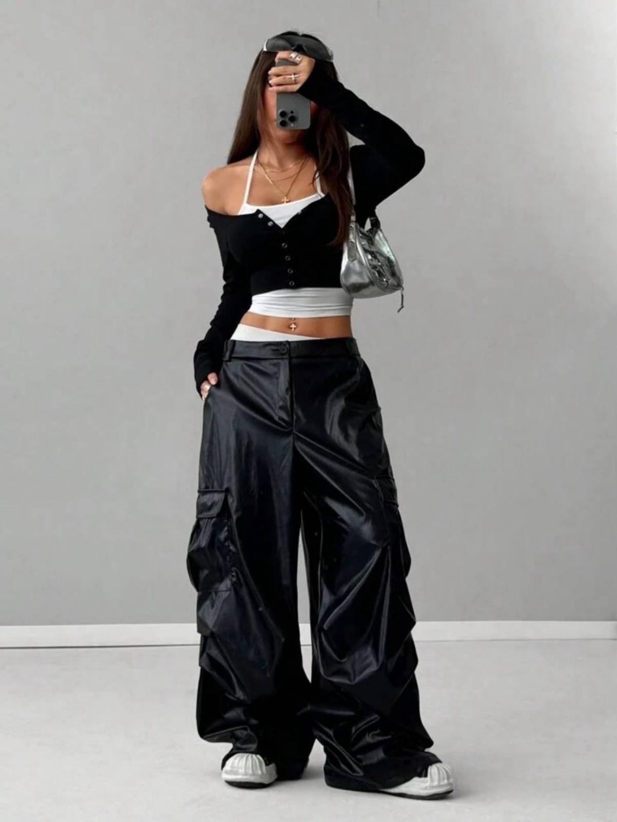 Y2K SnapFit Body Çıtçıt Detaylı Uzun Kollu Full Crop