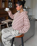 Urban Edge 3 İplik Dijital Baskılı Çizgili Hoodie Sweatshirt