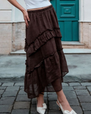 Retro Bohem Harmy Fırfırlı Astarlı Etek