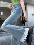 Y2k Lace Detail Jean Pantolon