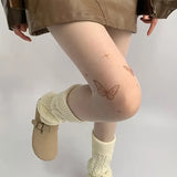 Butterfly Gothic Desenli Ithal Fileli Külotlu Çorap