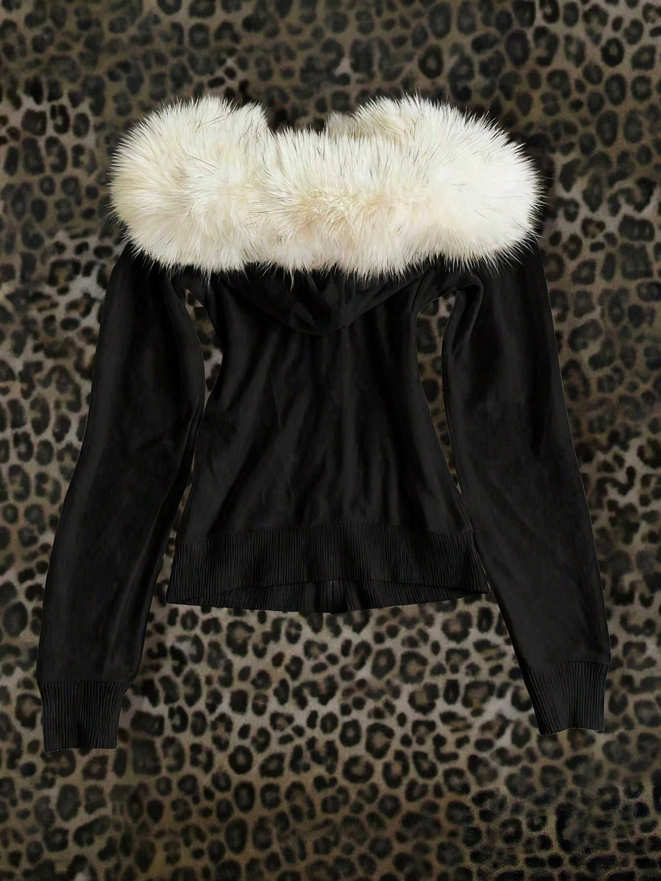 Siyah Luxury Fur Hooded Zip-Up Hoodie