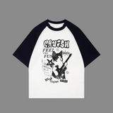 Beyaz Unisex Siyah Reglan Feel The Funk T-Shirt