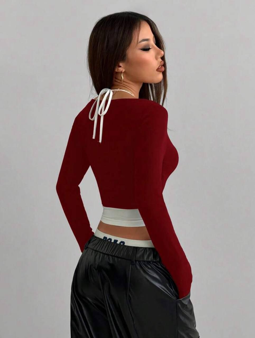 Y2K SnapFit Body Çıtçıt Detaylı Uzun Kollu Full Crop